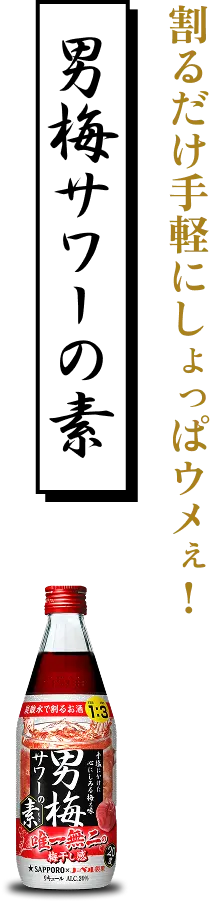 男梅サワーの素 割るだけ手軽にしょっぱウメぇ！
